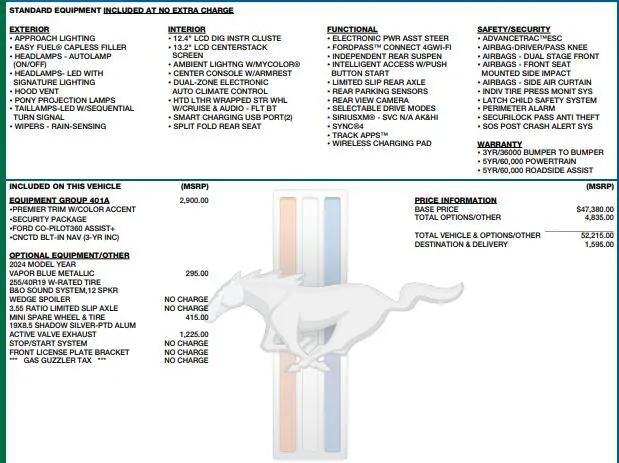 S650 Mustang GT Gas Guzzler Tax. Why some cars have it and some don't ? 1731093028814-9