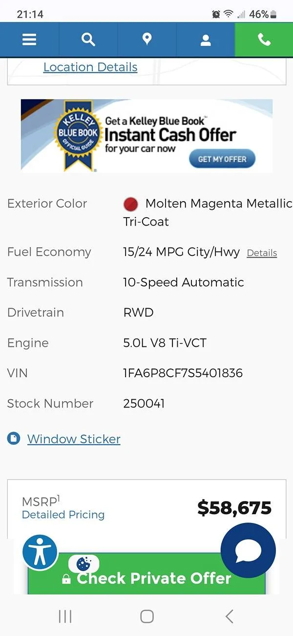 S650 Mustang Any Molten Magenta cars spotted yet? Screenshot_20241105_211435_Chrom