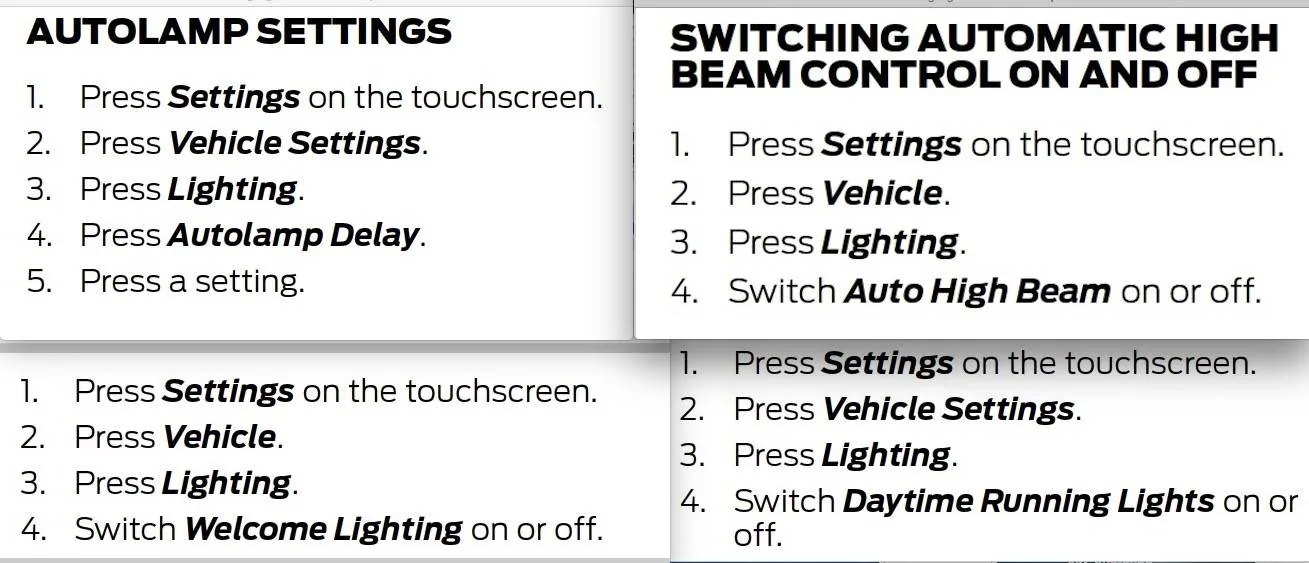 S650 Mustang 2025 Mustang GT/DH Wish list of features/updates Lighting_menus