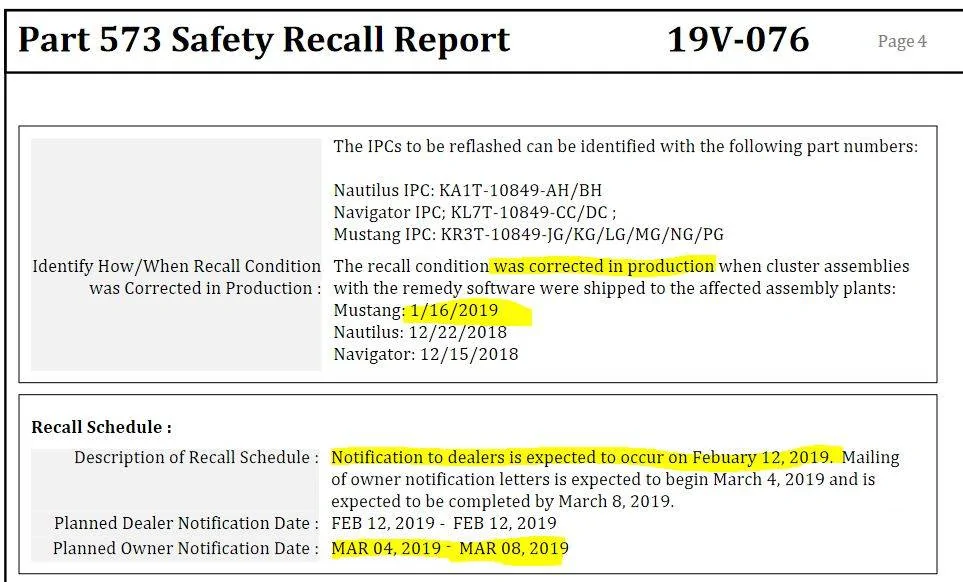 S650 Mustang Australia - 24C35 S650 Recall and Service Action Lookup IPC5