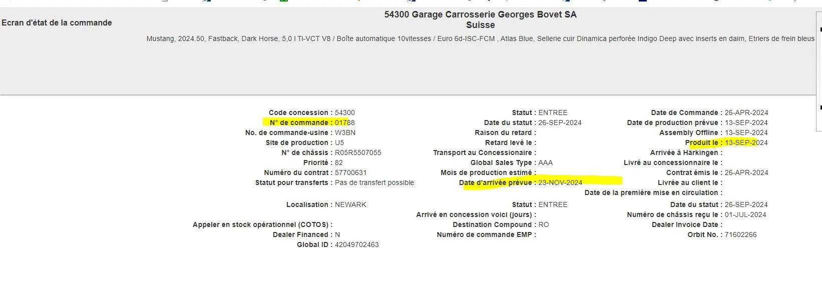 S650 Mustang List of EU forum orders Mustang suivi 04.10