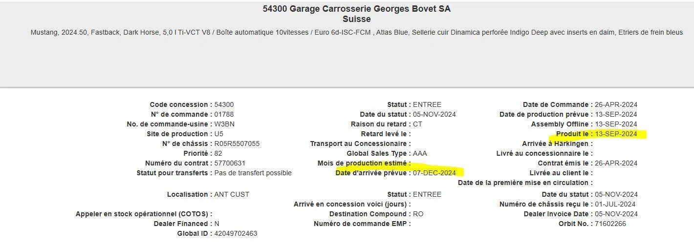 S650 Mustang List of EU forum orders Mustang suivi 20.11