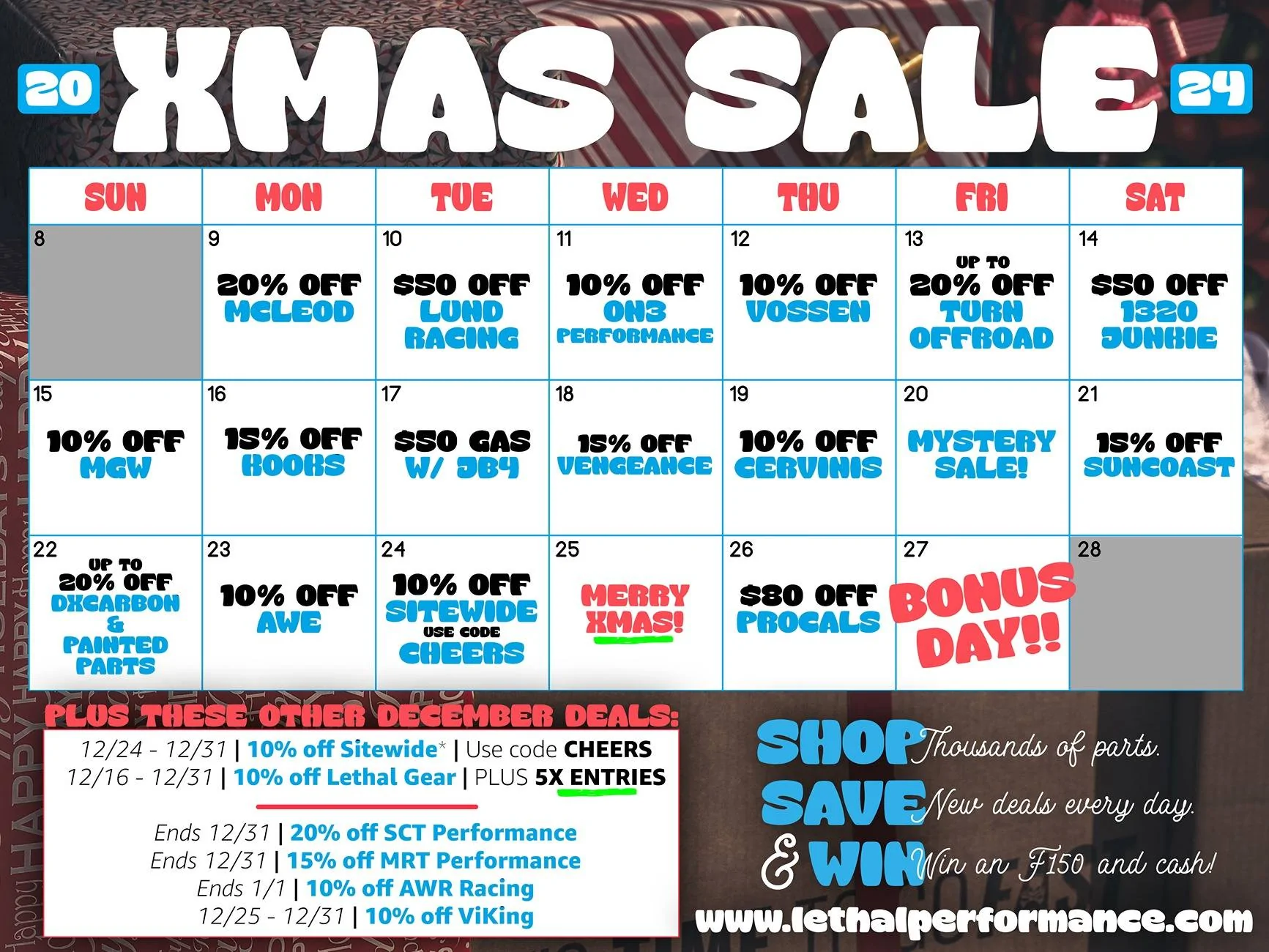 S650 Mustang XMAS Sale 2024 at Lethal Performance! XmasSale_Calendar