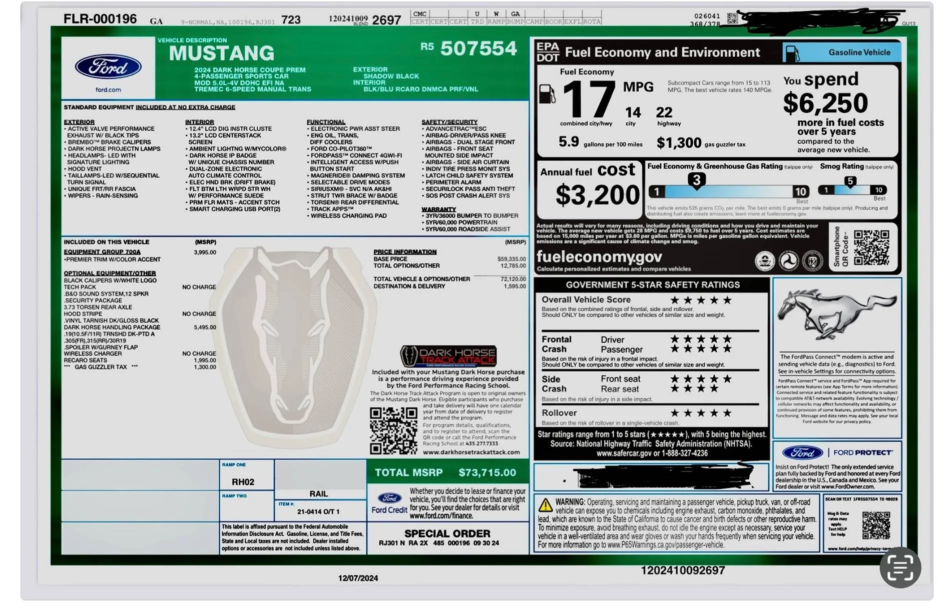 S650 Mustang ‘24 DH build date IMG_0145
