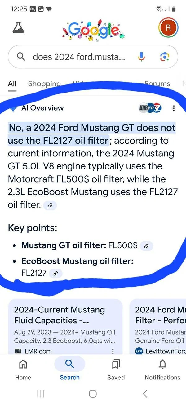 S650 Mustang 2025 9.5 qt oil capacity vs. 2024 10 qt Screenshot_20241215_122511_Googl
