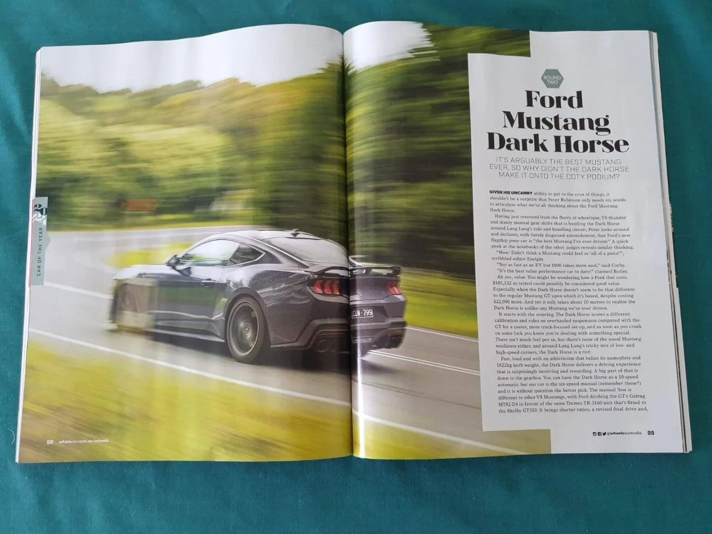 S650 Mustang Wheels (AUS) Magazine eliminates Mustang Dark Horse from 2024 Car of the Year (COTY). Wheels Car of the Year 2024-3
