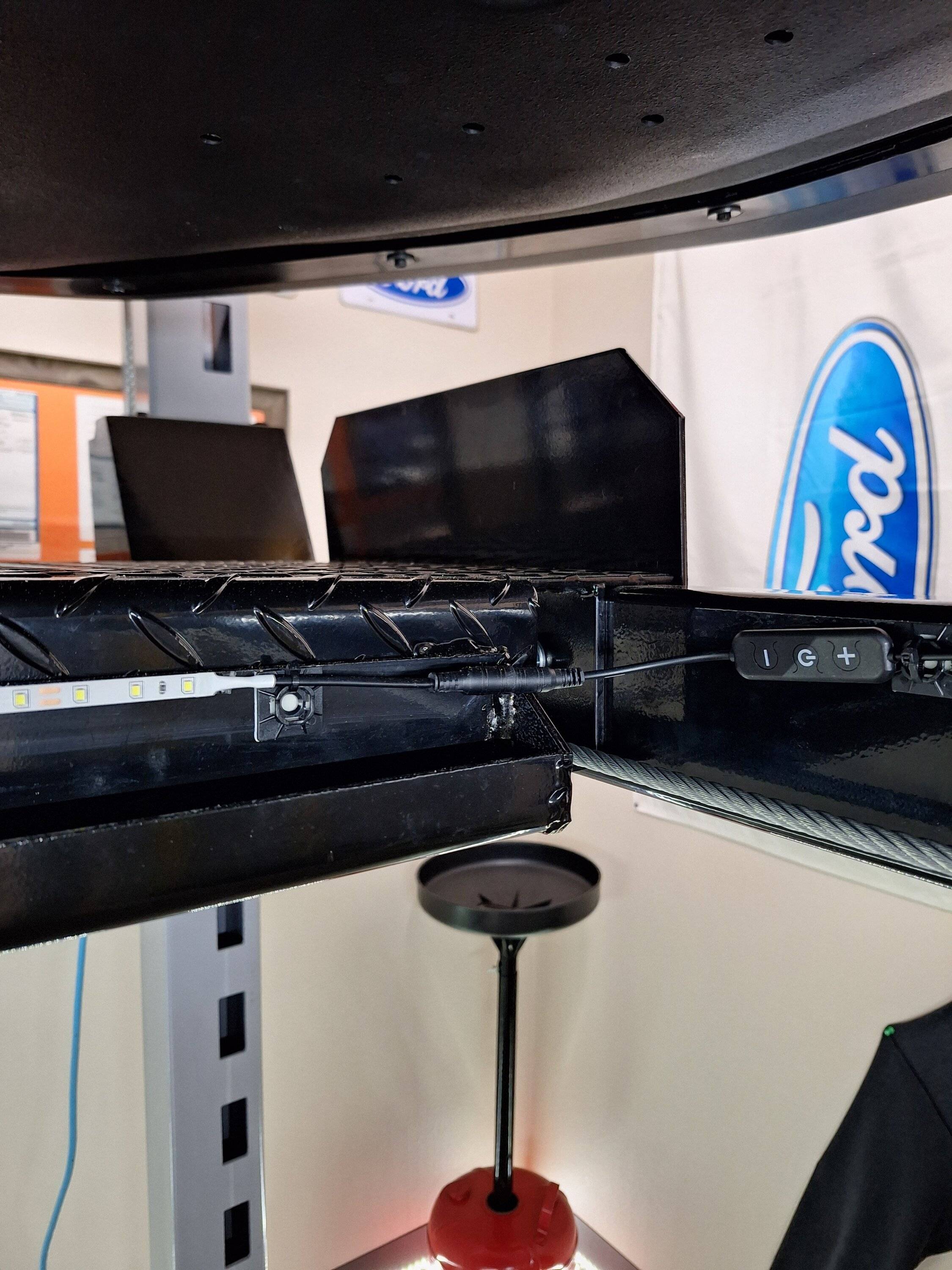 S650 Mustang LED light Install on 4 post Lift 20241230_171729
