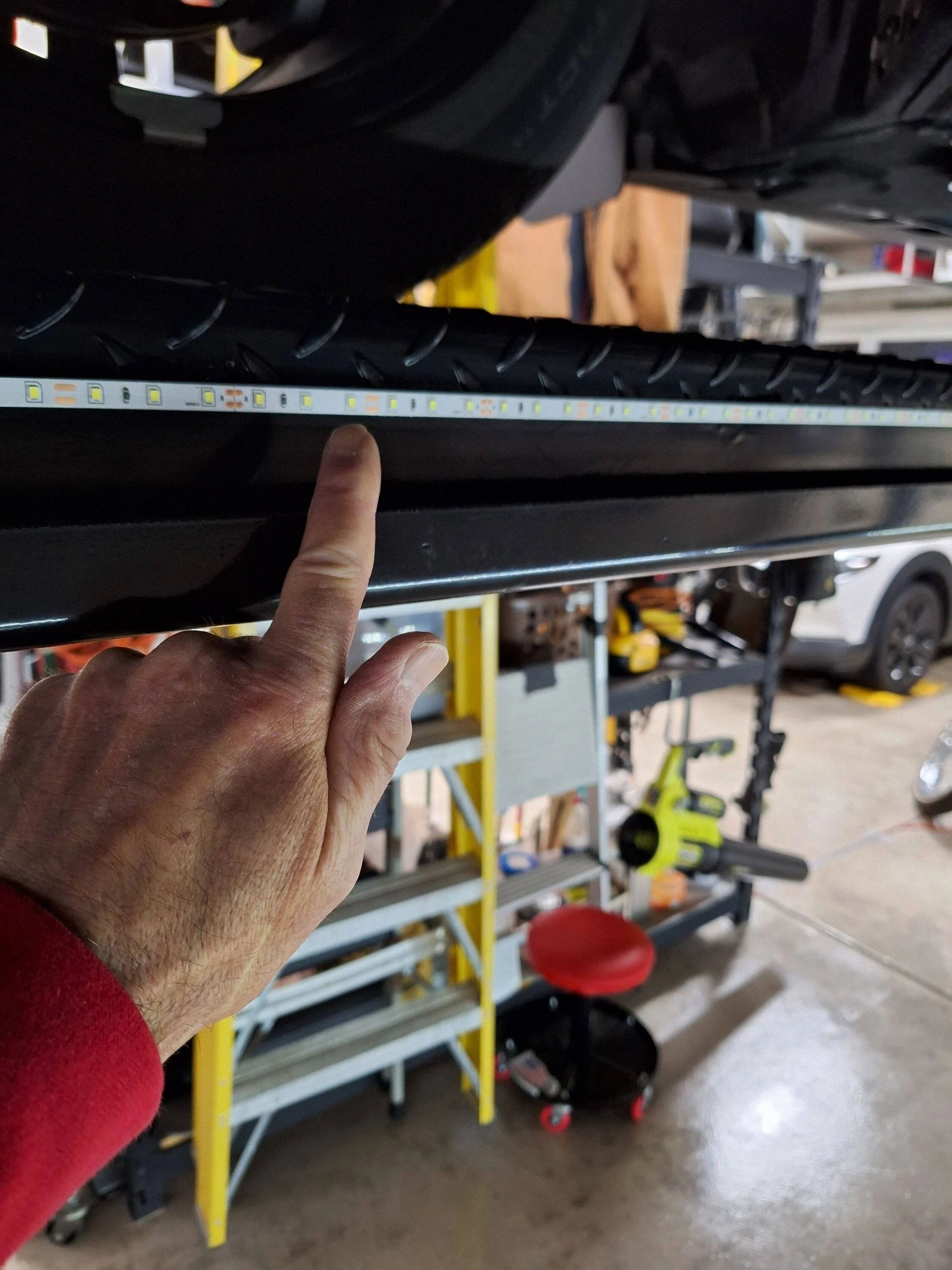 S650 Mustang LED light Install on 4 post Lift 20241230_171827