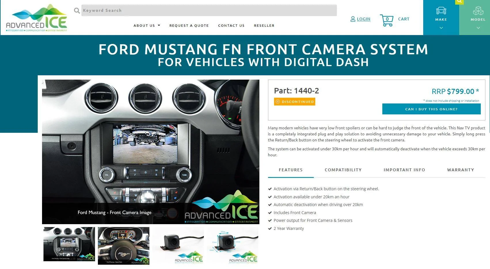 S650 Mustang 2024 Mustang Front Camera System from Naviplus ICE