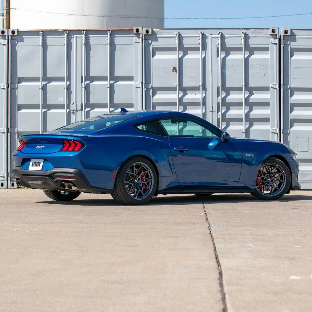S650 Mustang 2024 Atlas Blue Mustang GT On SVE MHP1 Wheels sve-mustang-mhp1-wheel-nitto-nt05-tire-kit-19x10-11-gloss-graphite-2024_d72424cc