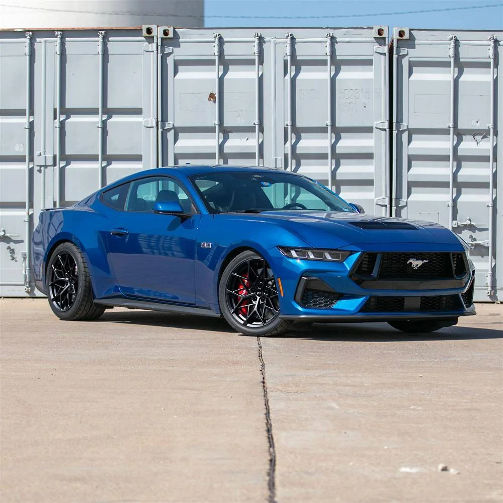 S650 Mustang 2024 Atlas Blue Mustang GT On SVE MHP1 Wheels sve-mustang-mhp1-wheel-kit-19x10-11-gloss-black-15-24_03e79508