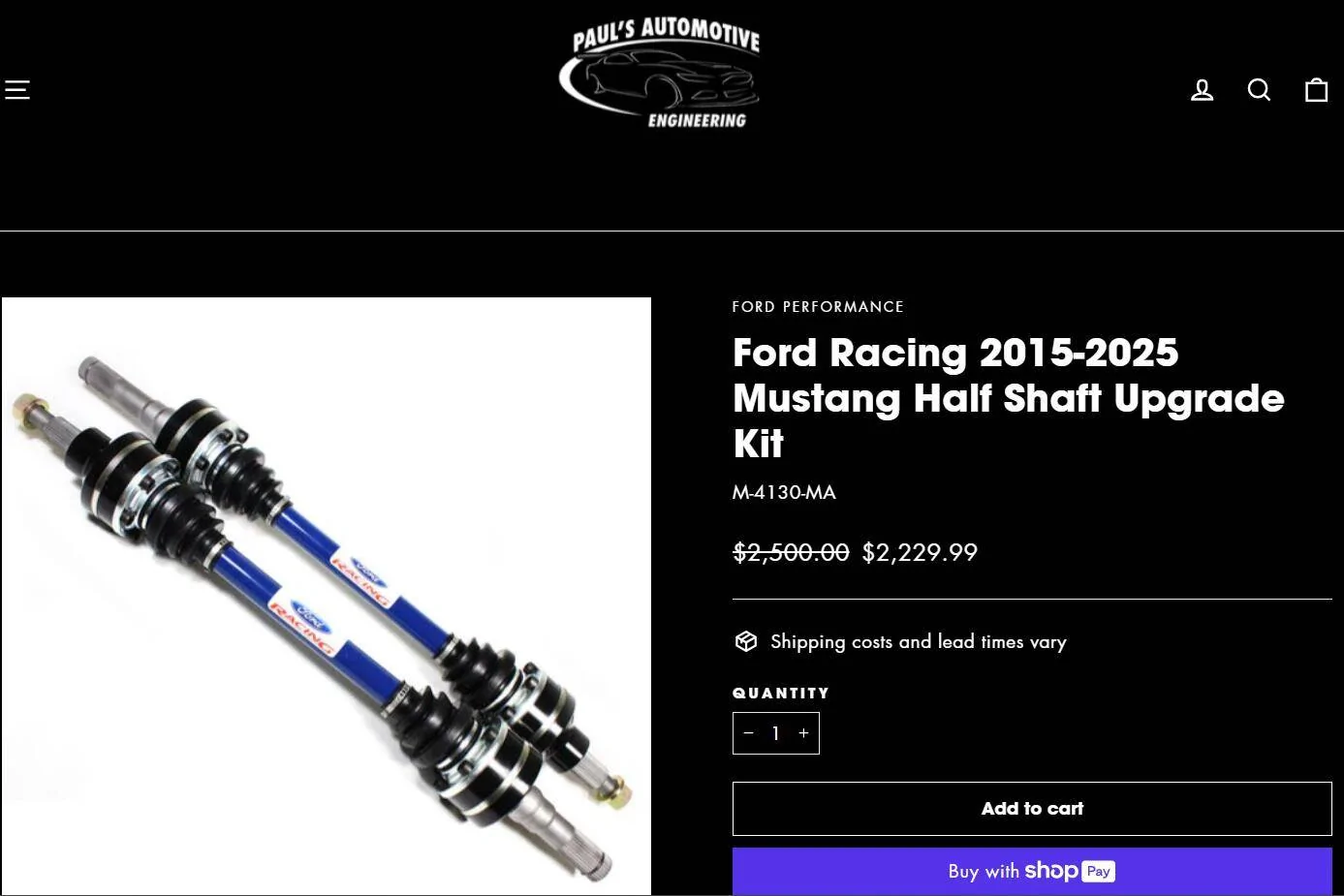 S650 Mustang One piece Ford Performance Drive Shafts Vs. Two Piece. Screenshot 2025-01-22 214752