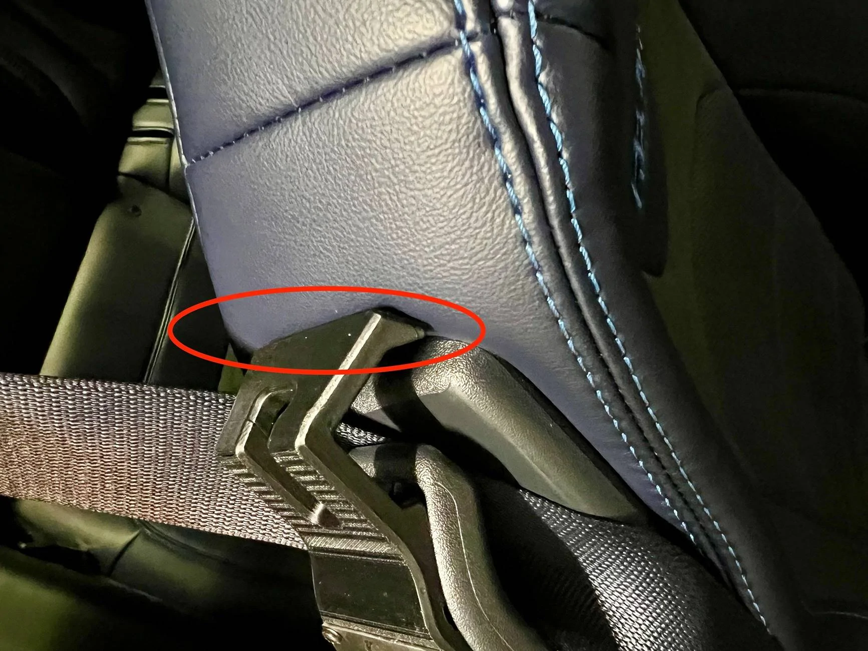S650 Mustang Recaro seat seat belt holder loop IMG_1398