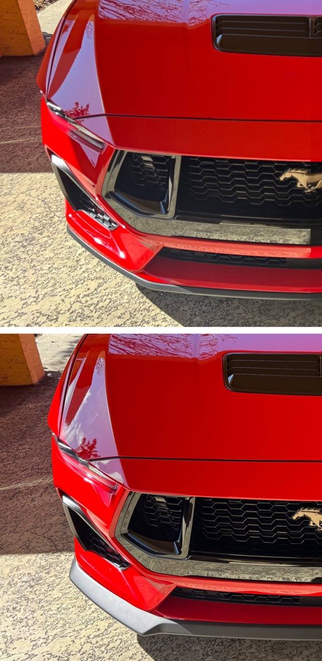 S650 Mustang Ford Front Chin Spoiler Installed! Comparison Pictures: stock vs. Ford Air Design Satin Black Front Splitter Lip IMG_4819