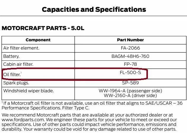 S650 Mustang 2025 9.5 qt oil capacity vs. 2024 10 qt Screenshot 2025-02-06 045035