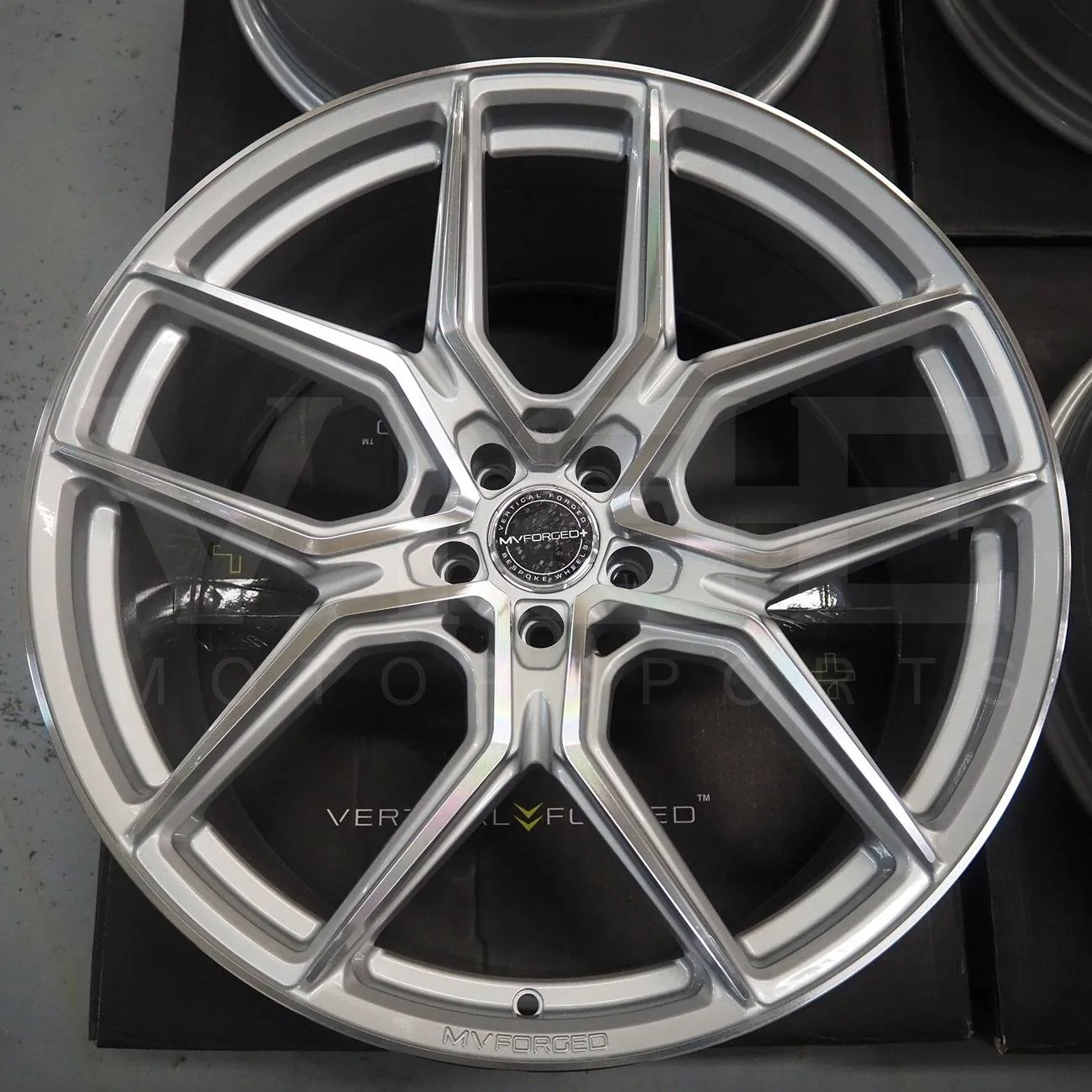 S650 Mustang MV Forged+ MVF5 Vertical Forged Wheels Available in 20 - Vibe Motorsports mv-forged-mvf5-diamond-silver-wheels-3