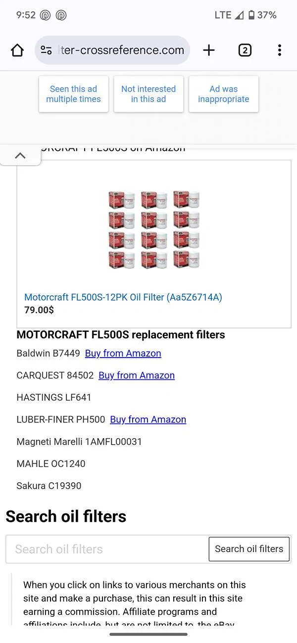 S650 Mustang Is this oil filter ok for my s650 gt ? I have a bad feeling about it Screenshot_20250315-215251