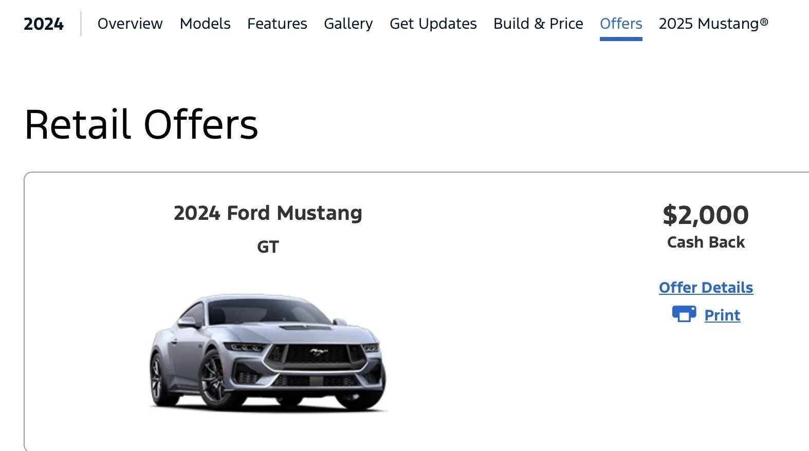 S650 Mustang New Offer: Mustang GT $2,000 Customer Cash Screenshot 2025-03-20 at 8.18.23 PM