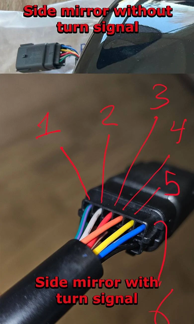 S650 Mustang Are the side mirrors with turn signals plug and play? PINS