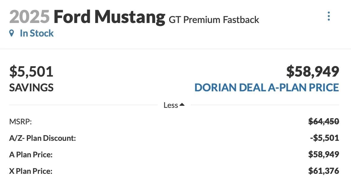 S650 Mustang What sort of price should I expect? Screenshot 2025-04-04 at 1.07.20 PM
