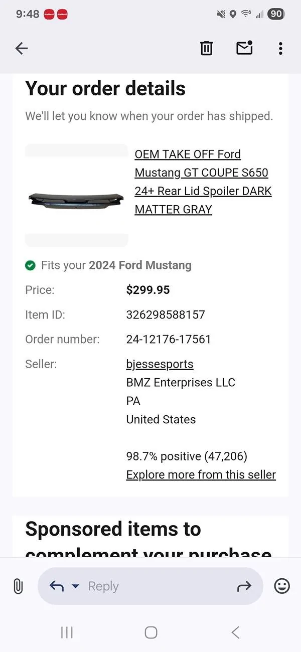 S650 Mustang Changing Spoilers on a 24 GT Premium Screenshot_20250503_214803_Gmail
