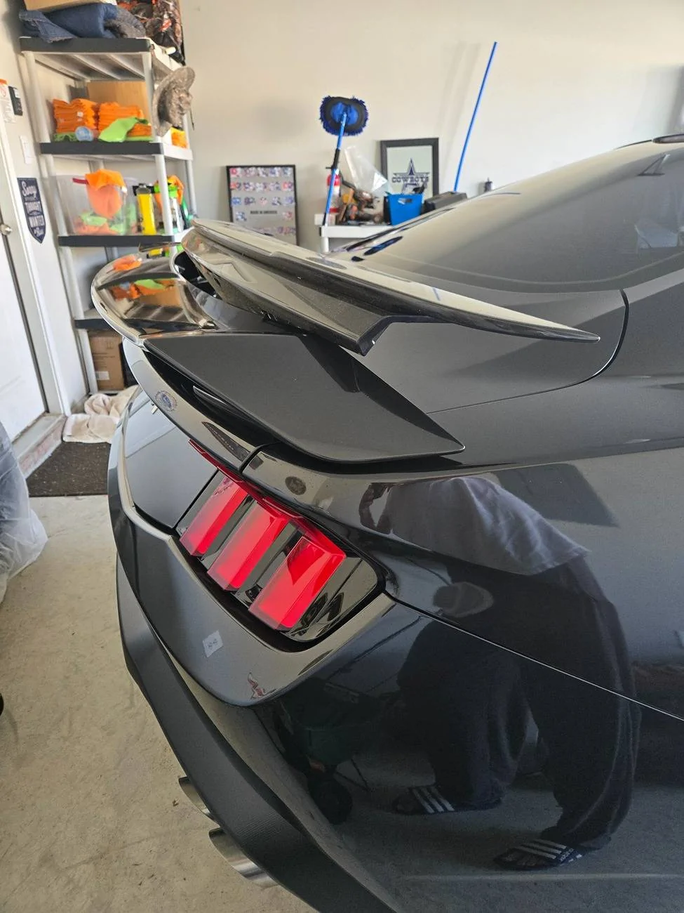 S650 Mustang Changing Spoilers on a 24 GT Premium 20250504_081815