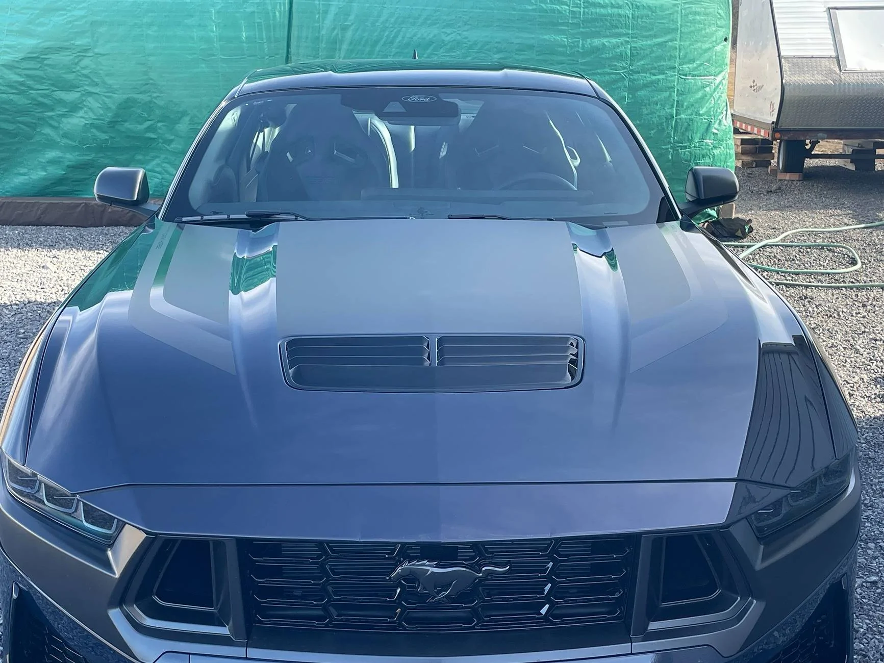 S650 Mustang Dark Horse Painted hood vs Vinyl decal IMG_7240