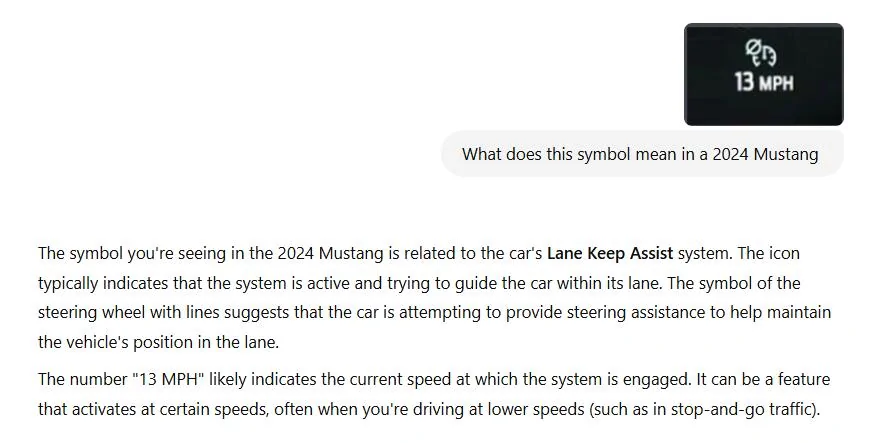 S650 Mustang Dash icon question Symbol