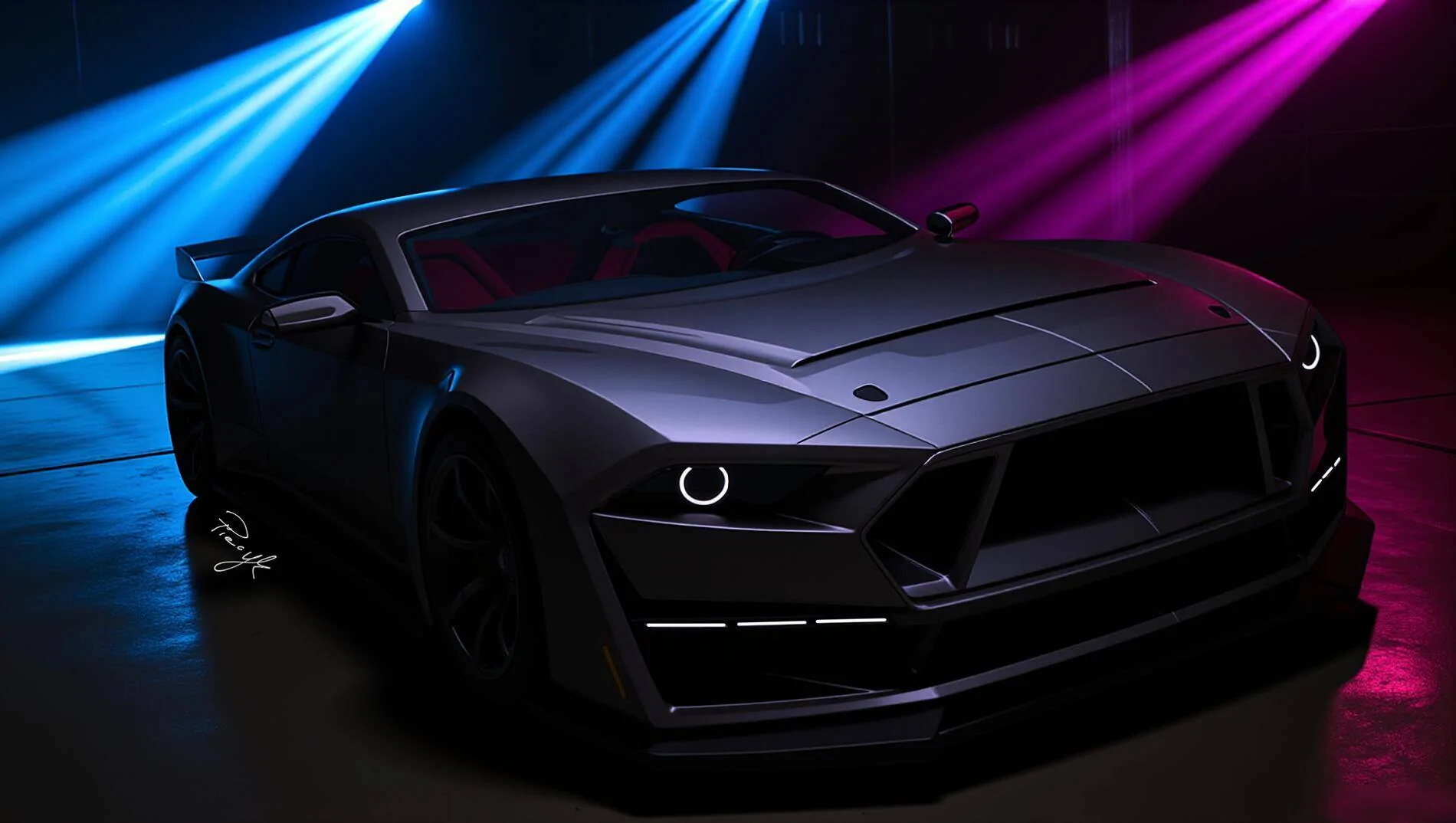 S650 Mustang S650 Boss 429 Concept Futuristic sports car with sleek design, prominent front grille, and LED headlights (2)