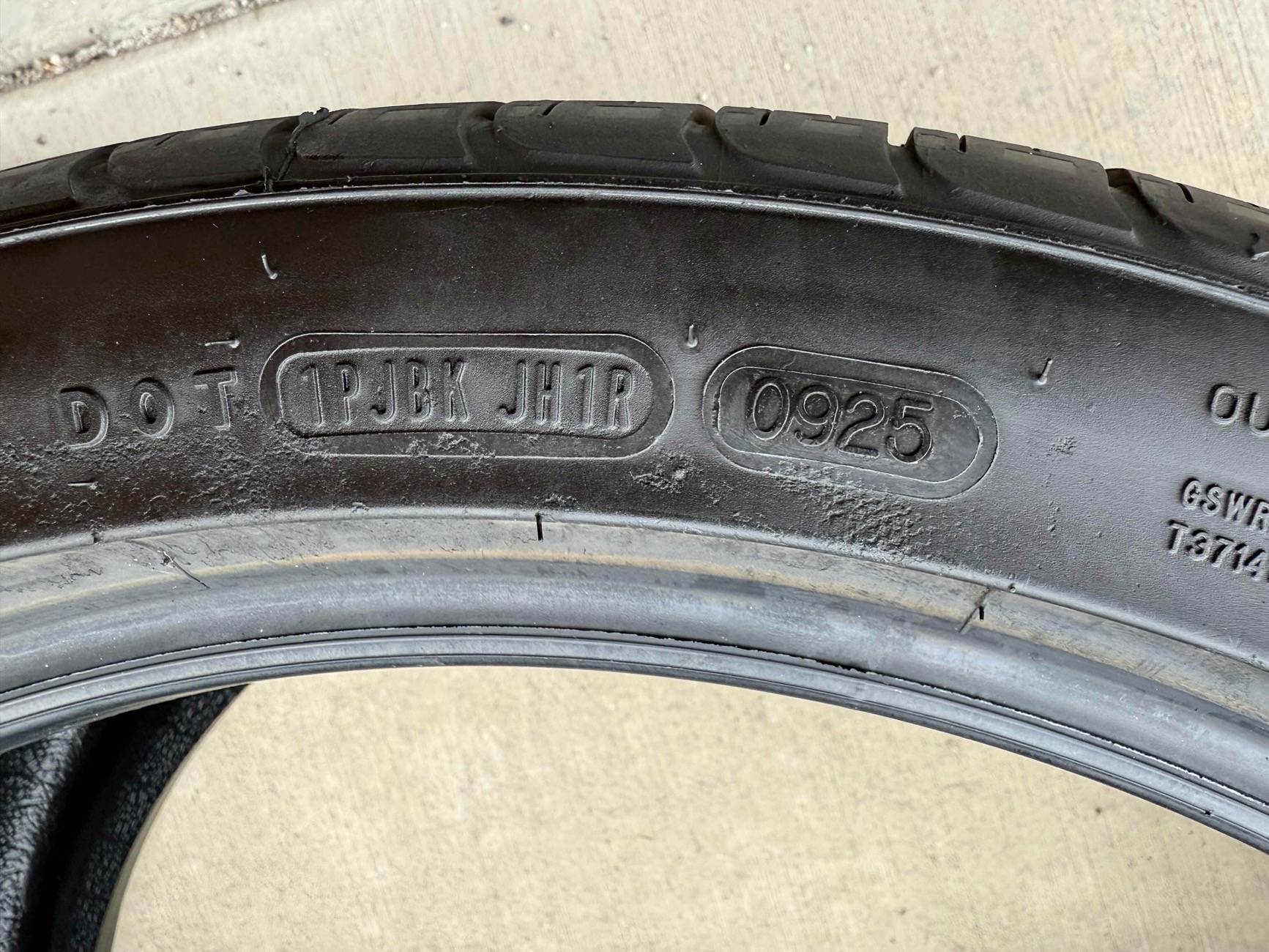 S650 Mustang New 2025 OEM GT Tires: 265/35R20 Goodyear Eagle F1 Asymmetric A/S Eagle F1 Sidewall Date