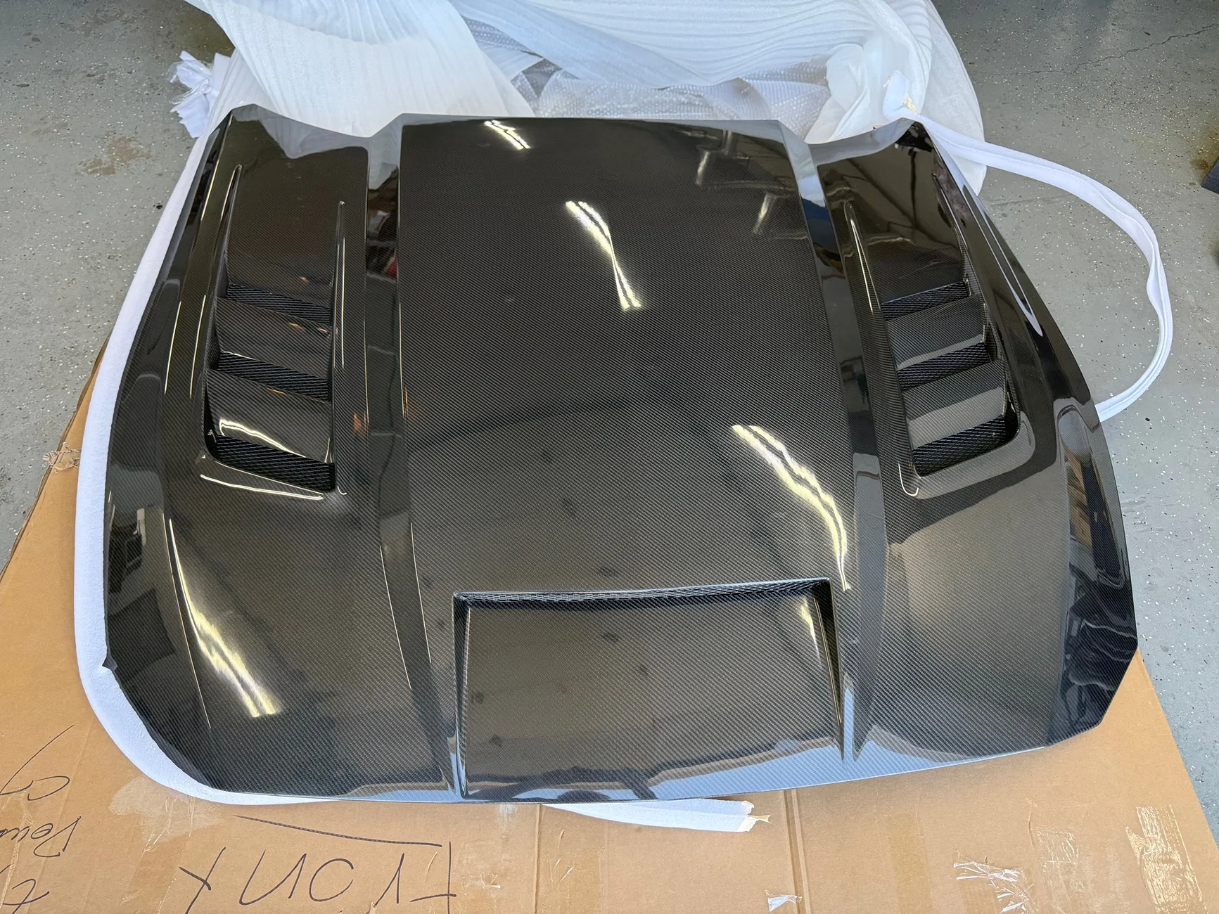 S650 Mustang Got a nice delivery today: Double Sided Carbon Fiber Hood IMG_6948
