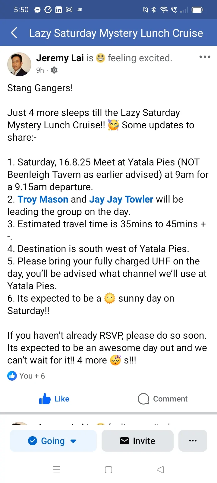 S650 Mustang S/E Qld Lazy Mystery Lunch Cruise Saturday 16th August Screenshot_2025-08-13-05-50-30-58_a23b203fd3aafc6dcb84e438dda678b6