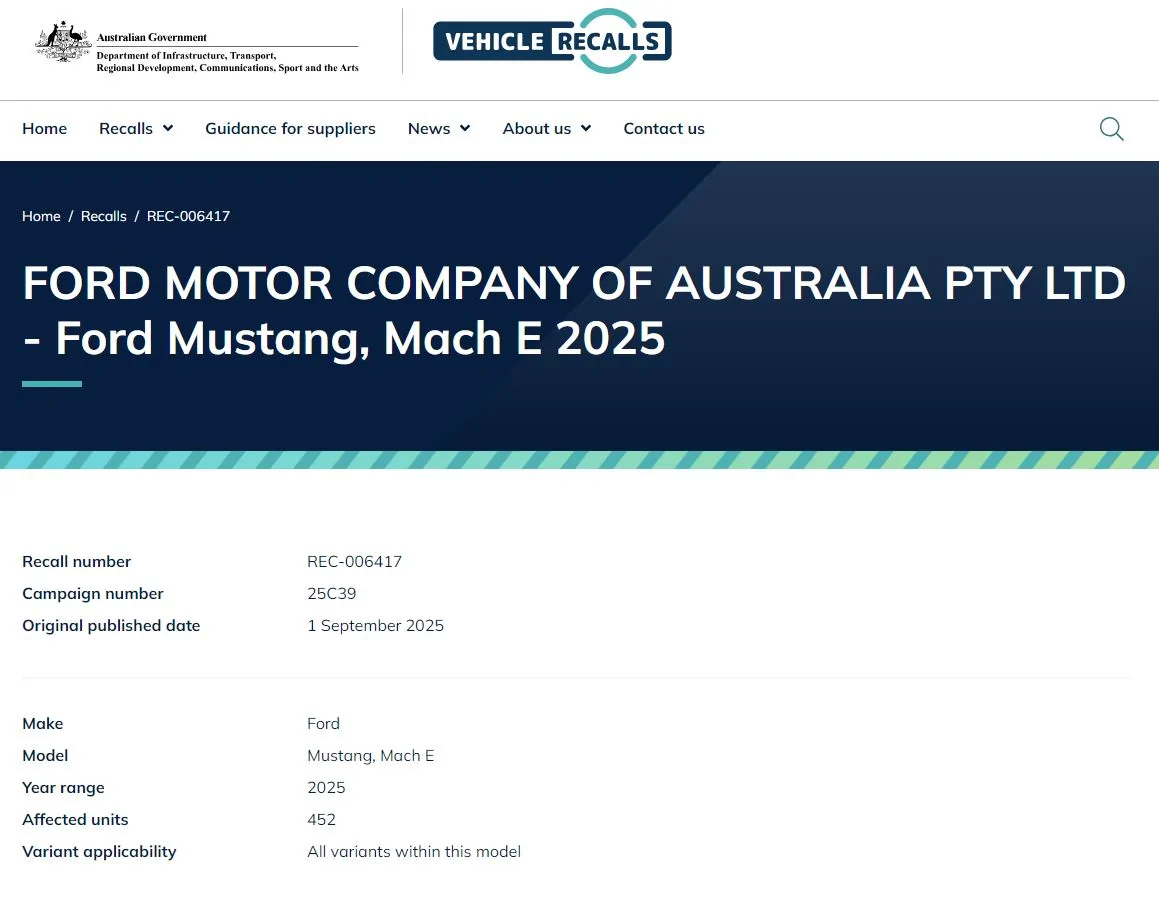 S650 Mustang Australia - 25C39 S650 recall Captur