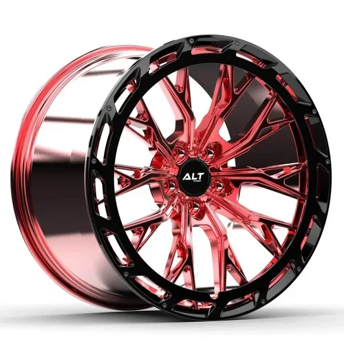 S650 Mustang ALT FORGED Wheels for Mustang GT, Mach 1, GT350, GT500 19" 20" - Light weight & Concave Designs ALTR10-RED-CHROME-AERO-LIP-01-390788