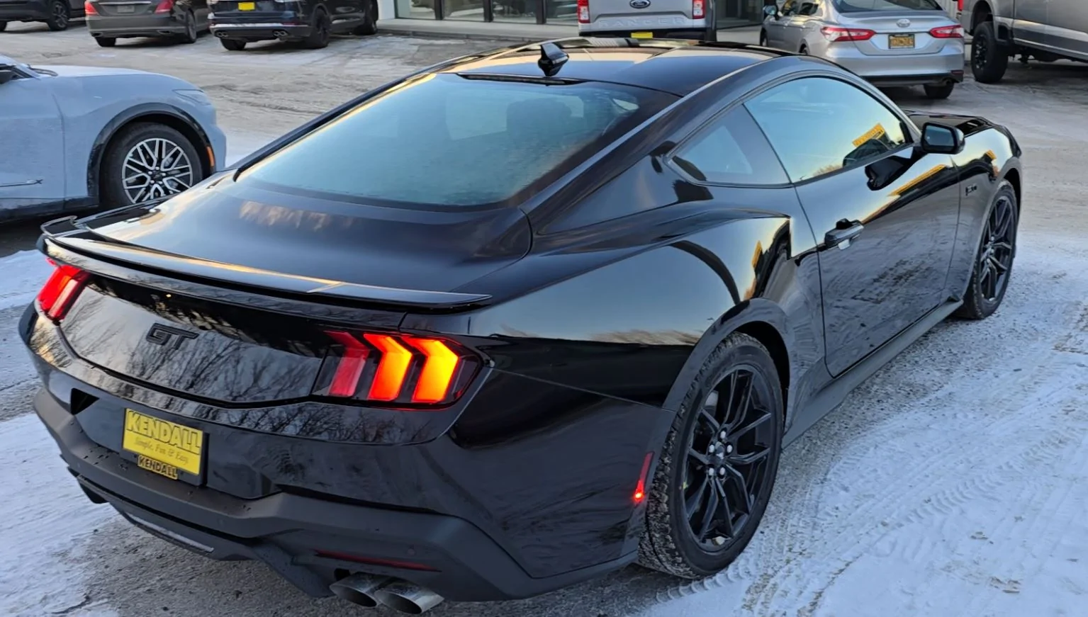 S650 Mustang Black Car On What Color Rims? 2025 Mustang GT Delivery 2-12-25 Rear 2