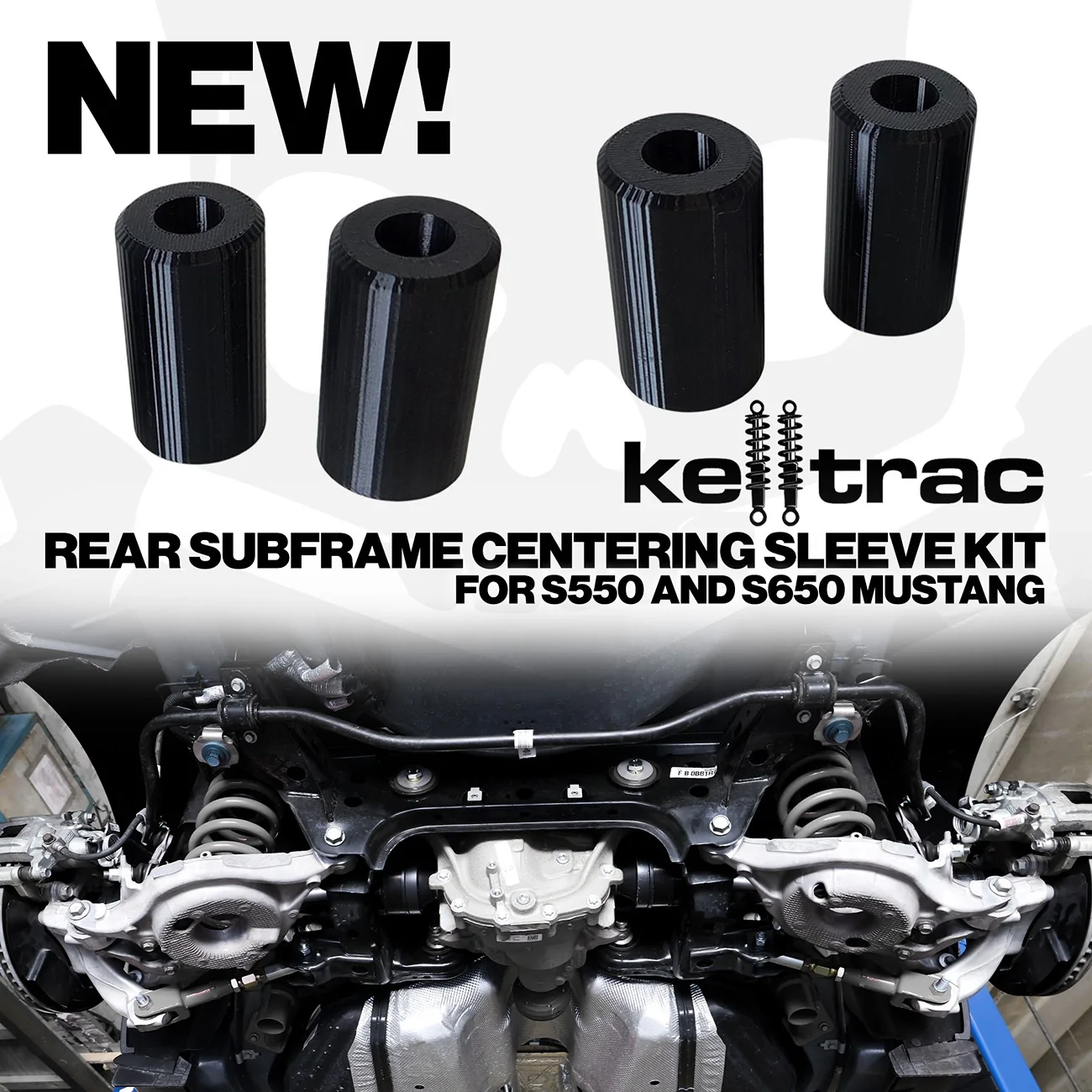 S650 Mustang NEW KellTrac 2015+ Mustang Rear Subrame Centering Sleeves! kelltrac sRear Subframe Centering Sleeve Kit