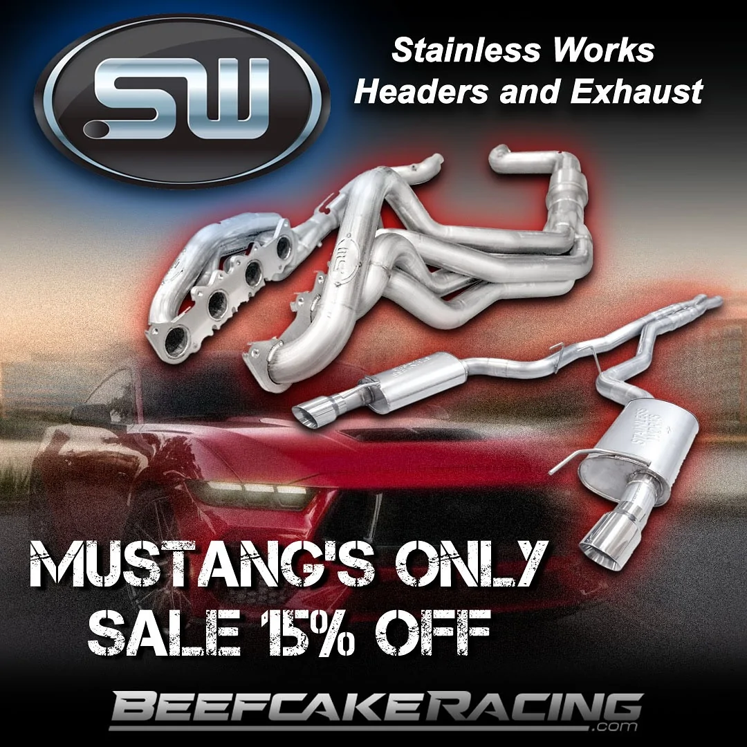 S650 Mustang Exclusive Sales Alert! Stainless Works Headers On Sale At Beefcake Racing! 581391344_18543376540042830_4377118438464791720_n