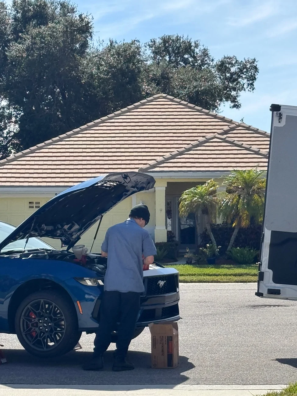 S650 Mustang First oil change for my GT at 1,620 miles - REMOTE AT MY HOME by Ford Mobile Service IMG_2327