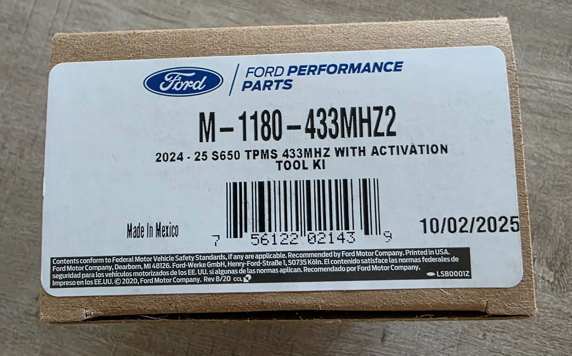 S650 Mustang Ford Performance TPMS kit 1000017809
