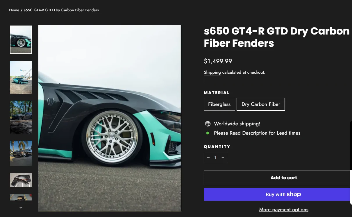 S650 Mustang Carbon Fiber Fenders GTD Style - MAZ Muscle Auto 1764789177363-2r