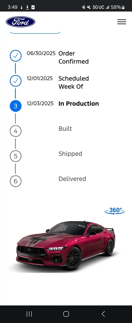 S650 Mustang ‘26 Order Update- Vin in 3 days Build Date Mid November Screenshot_20251203_154941_Chrom