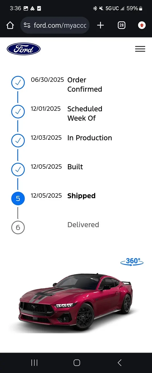 S650 Mustang ‘26 Order Update- Vin in 3 days Build Date Mid November Screenshot_20251206_033611_Chrom