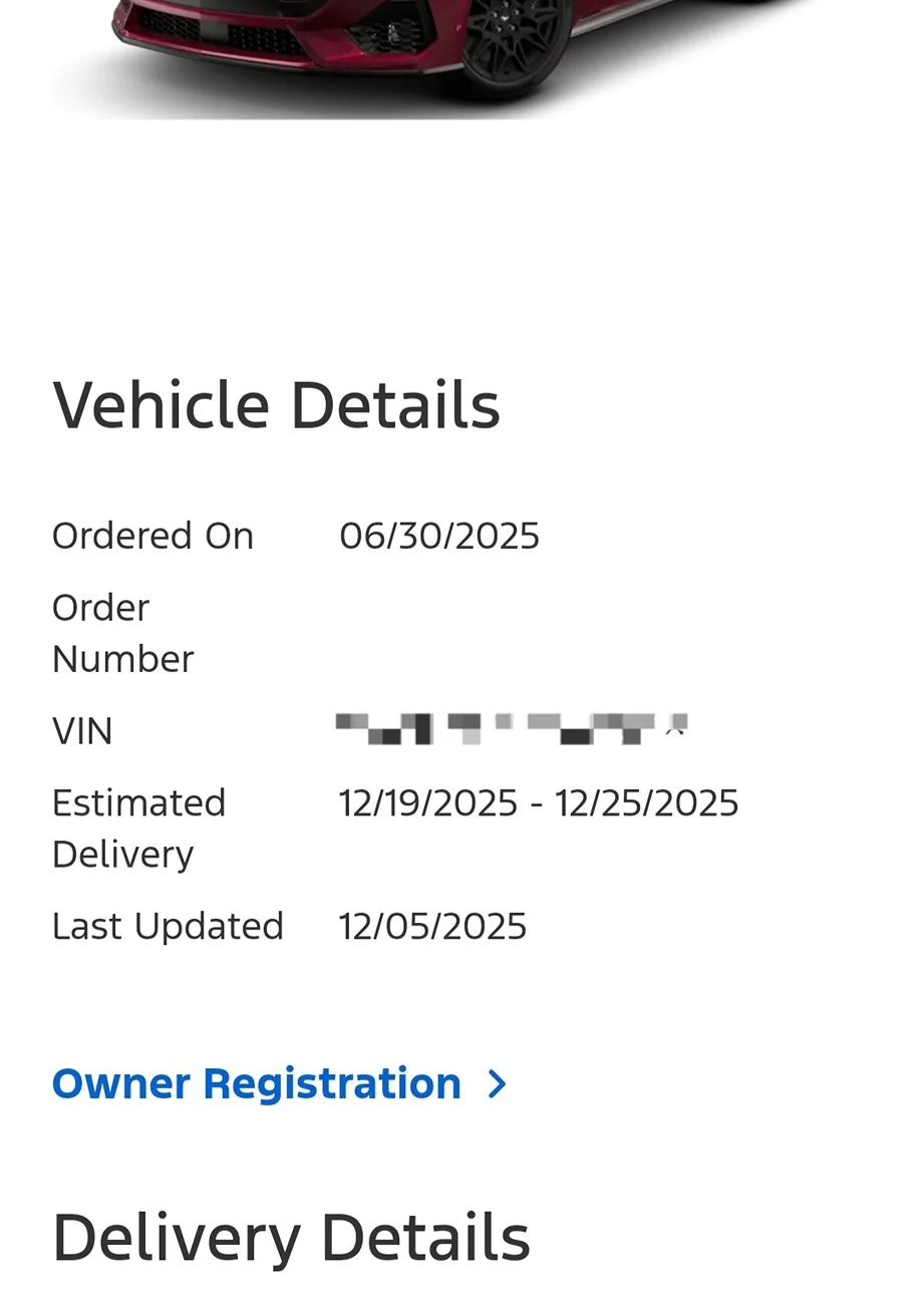 S650 Mustang ‘26 Order Update- Vin in 3 days Build Date Mid November Screenshot_20251206_130813_Chrom