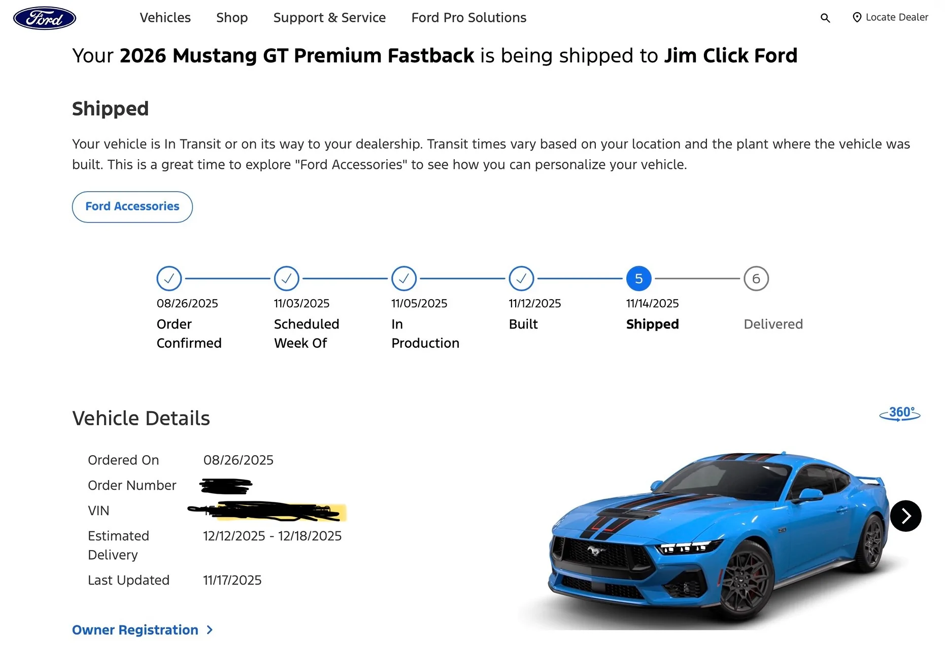 S650 Mustang ‘26 Order Update- Vin in 3 days Build Date Mid November IMG_5172