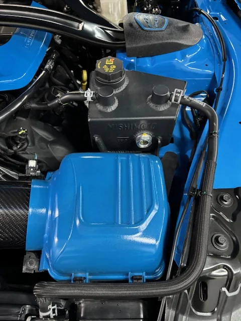 S650 Mustang *not* cracked engine coolant tank lid, it just looks this way IMG_5749
