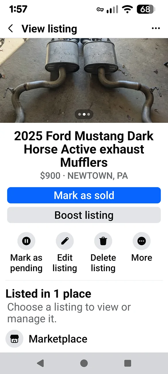 S650 Mustang 2025 Dark Horse Active exhaust Mufflers for sale $900 1000006300