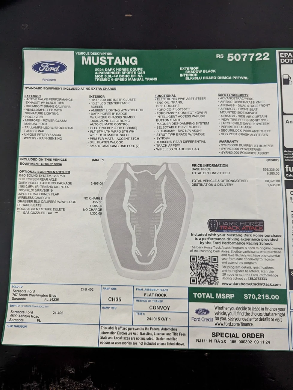 S650 Mustang 2024 Dark Horse w Handling Package PXL_20251216_200733885