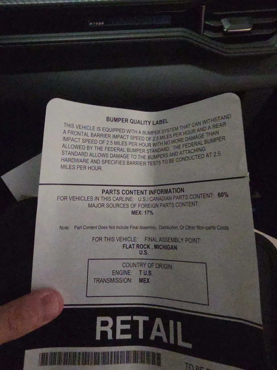 S650 Mustang Mustang PDI / New Car Decals, tags, documents 5605618729693464014