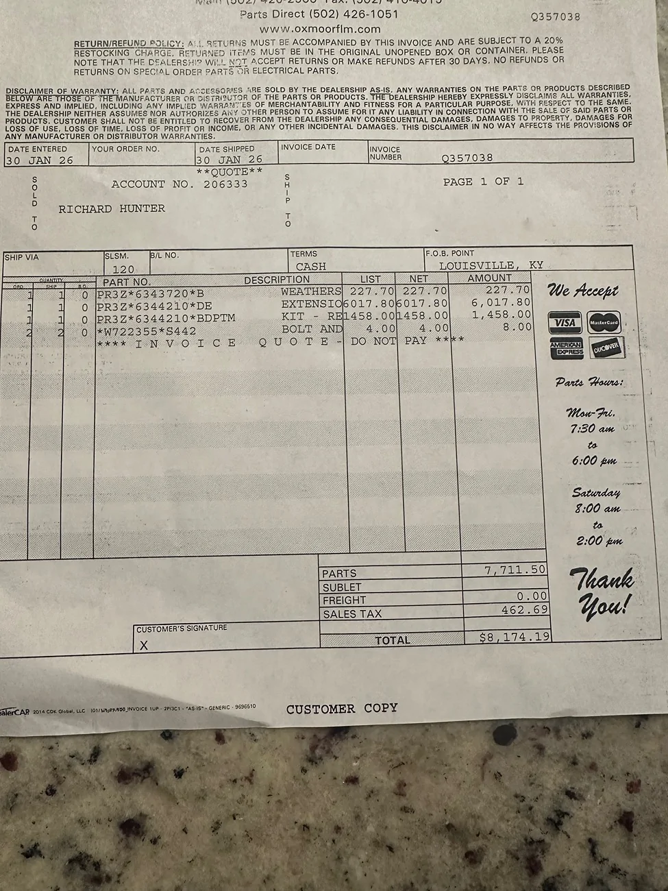 S650 Mustang Dark Horse Spoiler price from Ford dealer parts: $8,174.19 🤣😳 IMG_0958