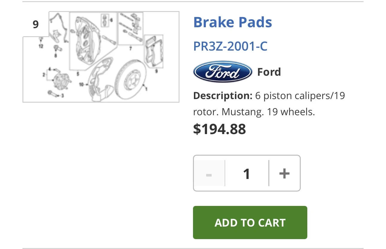 S650 Mustang PP brake pads and rotors part numbers IMG_4065